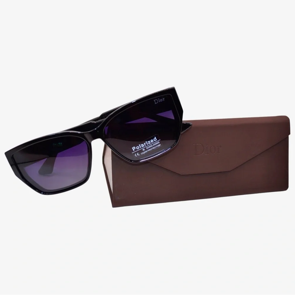 Dior Women’s Sunglasses | Black & White Temples | Gray/Purple Gradient Polarized - Picture 2 of 16